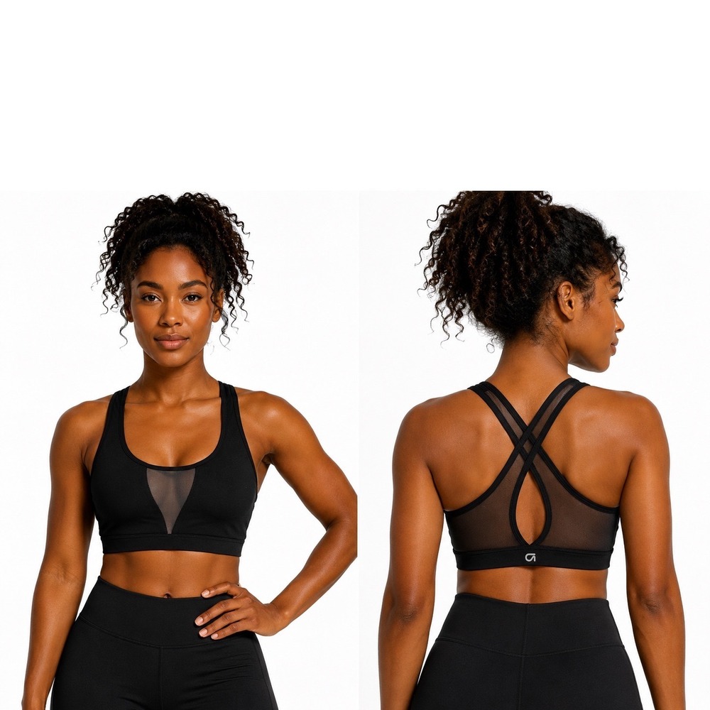GapFit Black Keyhole Mesh Sports Bra S Activewear Sporty Gym Yoga Chic 104-75